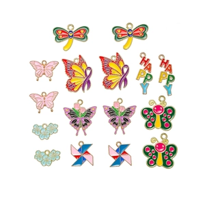 Colorful enamel butterfly and dragonfly charms collection for DIY jewelry making