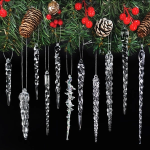 Clear Acrylic Christmas Icicle Ornaments Spiral Twist Hanging Decoration For Tree Wedding Party Winter Holiday Decor