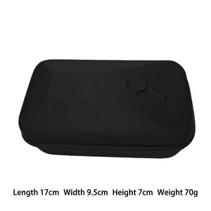 Dettaglio custodia rigida in EVA nera con dimensioni 17x9,5x7cm e peso contenuto di 70g