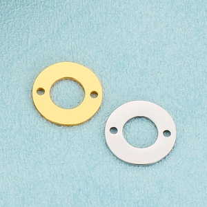 Polished gold and silver stainless steel round cutout connectors for jewelry making