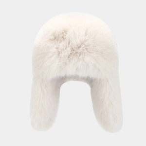 Cappello termico invernale con paraorecchie in pelliccia sintetica bianca calda