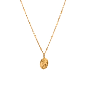 French vintage style mermaid pendant necklace in 18k gold plated stainless steel