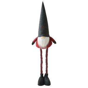 Telescopic Christmas gnome plush decoration with long legs and red snowflake hat