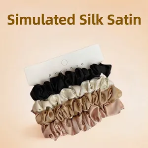 Scrunchies Hair Ties Faux Satin Satin Elastic Hair Bands Pleated Elegant Solid Colors Korean Style Hair Accessories Women