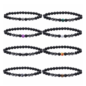 Bracelet En Perles De Pierre Mate Avec Pierre Naturelle Et Hématite Magnétique Bijoux Élastiques Minimalistes Unixe
