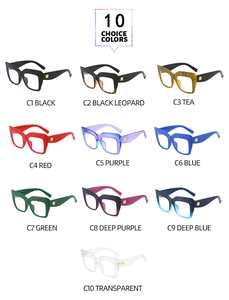 Layout a matrice di montature per occhiali cat-eye oversize in dieci colori vivaci