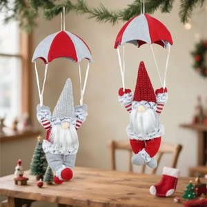 Weihnachts Fallschirm Gnome Hängeornament Strickstoff Kunstpelz Tomte Zwerg Gesichtslos Haus Party Feiertag Dekoration