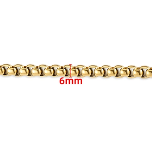 Chaîne box en acier inoxydable plaqué or 6mm pour la création de bijoux DIY