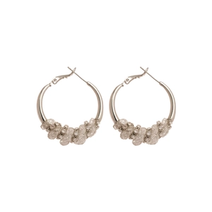 Silver-toned spiral wrap hoop earrings with sparkling rhinestones for a modern luxury look