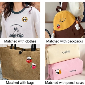 Cute panda enamel pin set for backpacks and clothing with cartoon animal badges