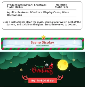 Detailed view of Santa and Reindeer static stickers for Christmas glass window decoration