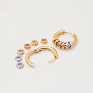 Minimalistische DIY Edelstahl Creolen Set mit abnehmbaren Ringen in Gold und Silber