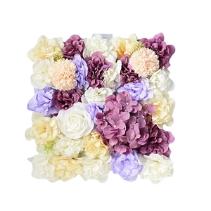 Faux flower wall panel with pink and white roses for wedding backdrop decoration