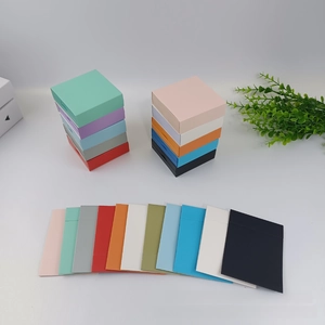 Multiple colors of square PE film jewelry storage boxes stacked in flat layout