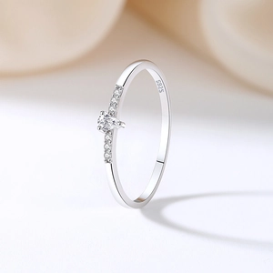 Elegant S925 sterling silver ring with pear-shaped cubic zirconia in a minimalist design
