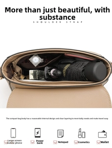 Detail view of the spacious internal compartments and storage capacity of the leather bag