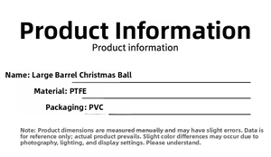 Detailed specifications for large Christmas ball ornaments made of durable PFT material