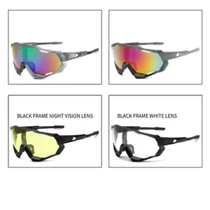 Men's cycling sunglasses set with four interchangeable lenses and sand black frames