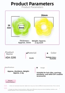 Detailed view of 26mm acrylic flower beads with 8mm center hole for DIY jewelry making