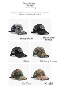 Kollektion von bestickten US-Flaggen-Baseballkappen in verschiedenen Camouflage-Farben