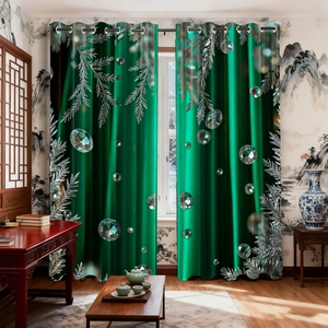 Christmas Halloween Blackout Curtains Polyester Flannel Grommet Top Digital Print Living Room Bedroom Holiday Decor