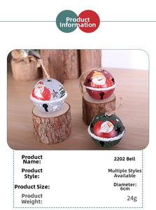 Détail des cloches de Noël de 6cm en métal avec motifs du Père Noël et bonhommes de neige