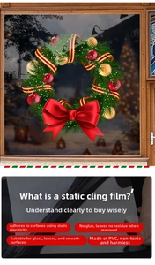 Detailansicht der PVC Weihnachtsaufkleber mit statischer Haftung ohne Rückstände