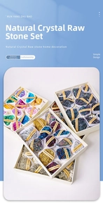 Detailed collection of natural crystal and mineral specimens with English name labels