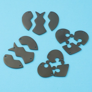 Ensemble pendentif puzzle cœur en acier inoxydable noir avec finition miroir pour bijoux
