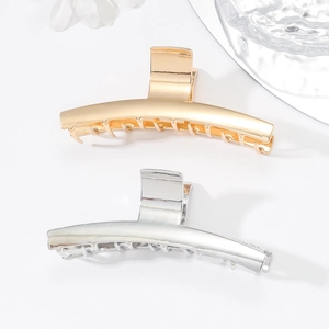 Minimalist large metal shark hair claws in gold and silver finish for women's hair