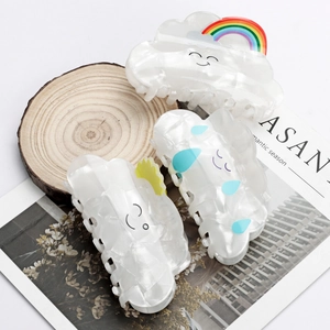 8cm rainbow cloud hair claw clips made of white acetate material for women and girls