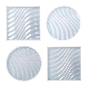 Set di 4 stampi in silicone per sottobicchieri con motivo a onde quadrati e tondi