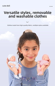 Detail showing high-quality removable floral clothes and hats on 8-inch mini baby dolls