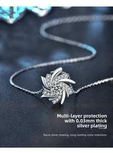 Detailed view of S925 sterling silver windmill pendant with moissanite and micro-pave