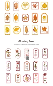 Detail view of 30pcs vintage floral PET stickers for scrapbooking and DIY crafts decoration