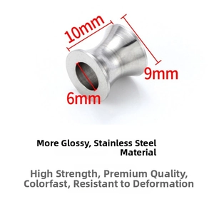 Macro detail of 10mm stainless steel spacer bead with 6mm hole for DIY jewelry making