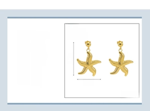 Detailed specs for 18K gold-plated stainless steel starfish earrings measuring 29x41mm