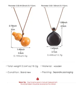 Tabla de tallas de los colgantes de madera para collar con cordón marrón ajustable