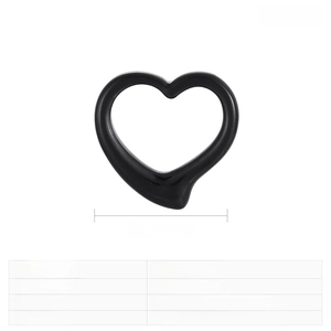 Detail view of 23mm black stainless steel hollow heart pendant with 5g weight measurement