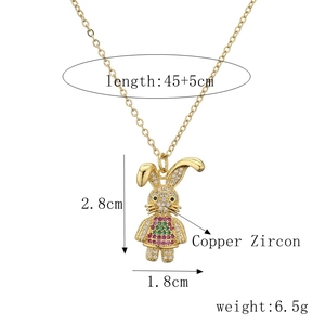 Detailed size chart for rabbit pendant necklace with dimensions 2.8x1.8cm and 50cm chain