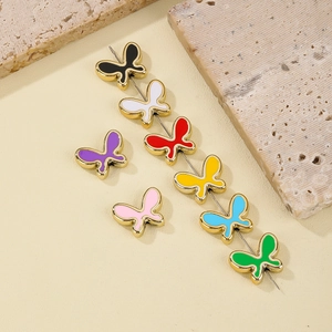 Cuentas De Mariposa Cobre Esmalte Colorido Bricolaje Joyería Collar Pulsera Amuleto Colores Mezclados