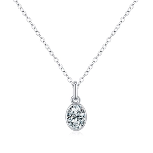 Collier avec pendentif moissanite ovale 1 carat en argent sterling 925 poli brillant