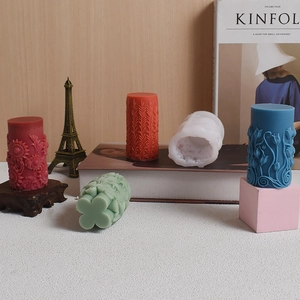Close-up of silicone mold with embossed flower patterns for diy scented candles