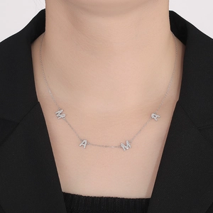 S925 sterling silver MAMA letter necklace with white zircon for women's gift