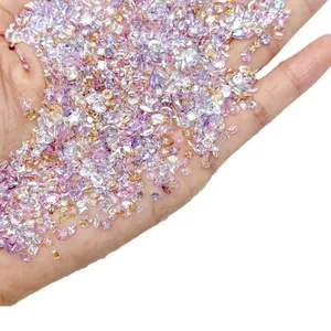 Mix of multi-colored nail art crystal zircons in various cuts like pear and round