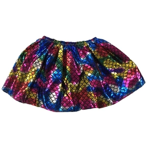 Rainbow mermaid scale tutu skirt for girls with gold stamping and metallic finish