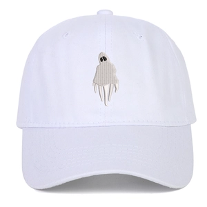 Casquette de baseball blanche en sergé de coton avec broderie fantôme pour Halloween