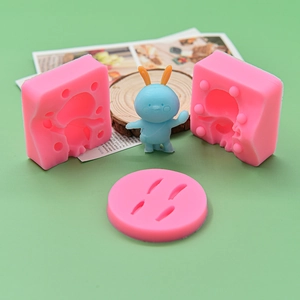 Kreatives 3D Kaninchen Silikonform-Set für Fondant und DIY Bastelarbeiten mit süßem Hasen