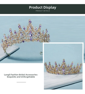 Macro view of luxurious gold alloy crown with intricate purple crystals and rhinestones