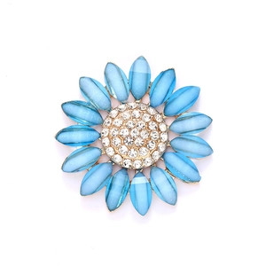 Sky blue sunflower jewelry accessory with crystal rhinestones and golden base setting